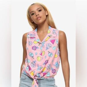 Disney Lilo & Stitch Flowers & Fruit Tie-Front Woven Tank Top - Size L